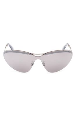 Moncler Mirrored Shield Sunglasses in Shiny Palladium /Smoke Mirror