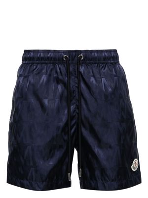 Moncler monogram-jacquard swim shorts - Blue