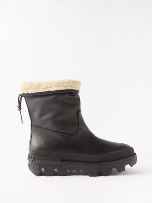 Moncler - Moscova Shearling-lined Leather Boots - Womens - Black