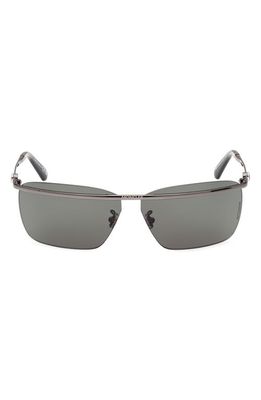 Moncler Niveler 67mm Oversize Rectangular Sunglasses in Silver Green /Green