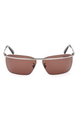 Moncler Niveler 67mm Oversize Rectangular Sunglasses in Silver /Green