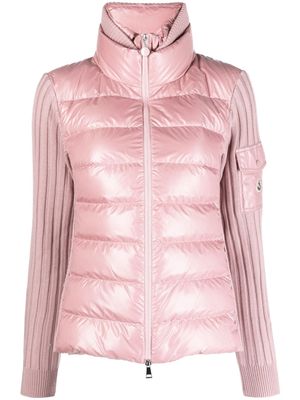 Moncler padded knitted-panel down jacket - Pink