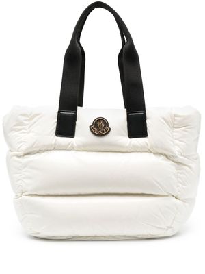 Moncler padded logo-patch tote bag - White