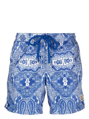 Moncler paisley-print swim shorts - Blue