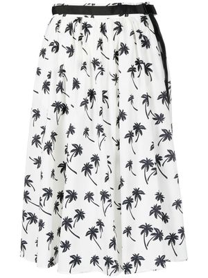 Moncler palm tree-print midi skirt - Neutrals