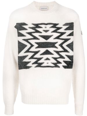 Moncler patterned intarsia-knit jumper - White