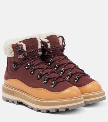 Moncler Peka Trek shearling-trimmed suede hiking boots