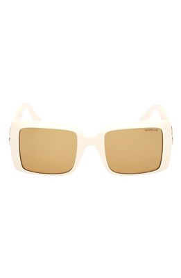 Moncler Promenade 53mm Square Sunglasses in Solid Ivory/Pale Gold /Honey