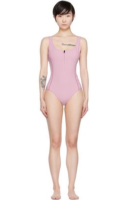 Moncler Purple Zip-Up One-Piece Swimsuit