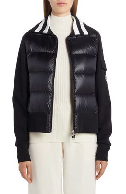 Moncler Quilted Down & Fleece Cardigan in Black
