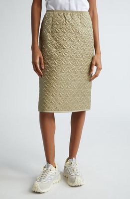 Moncler Quilted Nylon Pencil Skirt in Light Silver Sage