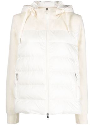 Moncler quilted-panel hooded cardigan - Neutrals