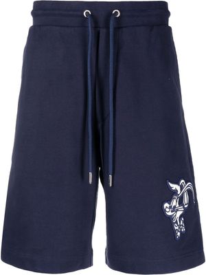 Moncler rabbit-patch fleece drawstring shorts - Blue