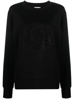 Moncler rhinestone-embellished logo sweatshirt - Black