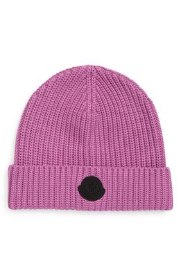 Moncler Ribbed Cotton Beanie in Pink