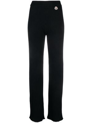 Moncler ribbed-knit logo-patch trousers - Black