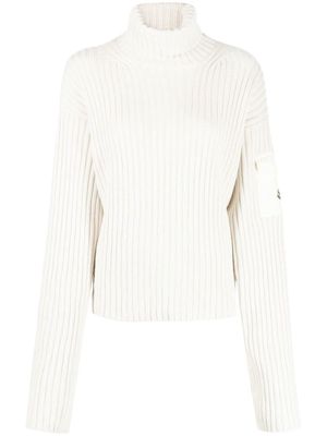 Moncler ribbed-knit wool roll-neck jumper - Neutrals