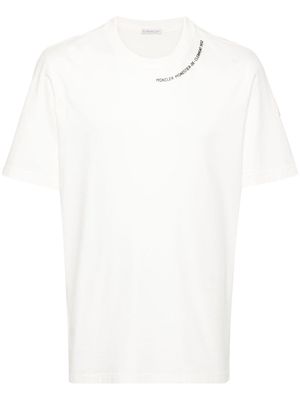 Moncler rubberised-logo cotton T-shirt - Neutrals