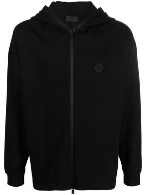 Moncler rubberised logo-patch cotton cardigan - Black