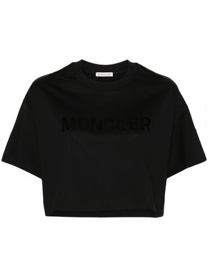 Moncler sequin-logo cropped T-shirt - Black