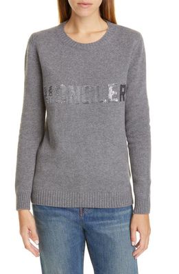 Moncler Sequin Logo Wool & Cashmere Sweater in Grey