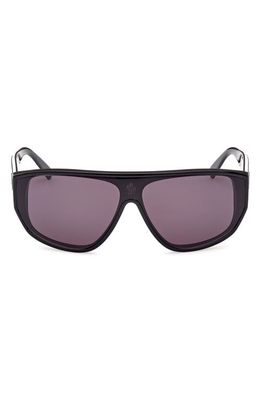 Moncler Shield Sunglasses in Shiny Black /Smoke