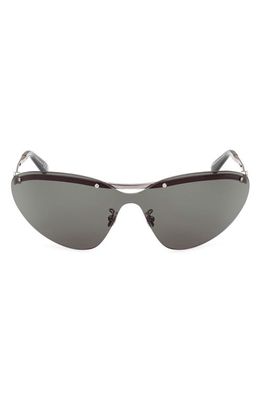 Moncler Shield Sunglasses in Shiny Light Ruthenium /Green