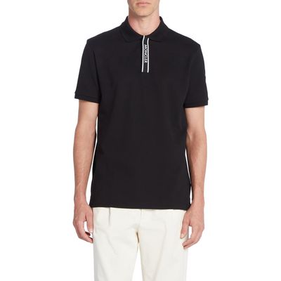 Moncler Short Sleeve Cotton Polo in Black