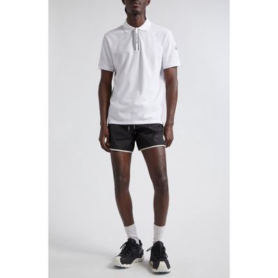 Moncler Short Sleeve Cotton Polo in White at Nordstrom, Size Small