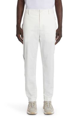 Moncler Side Stripe Cotton Stretch Gabardine Trousers in White