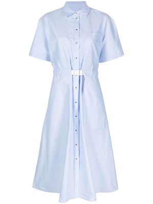 Moncler slide-buckled shirt dress - Blue