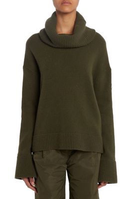 Moncler Split Cuff Oversize Wool Sweater in Green