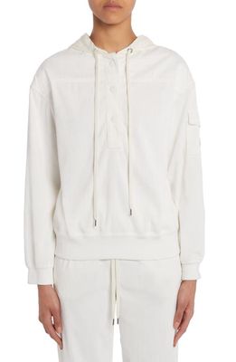 Moncler Stretch Corduroy Popover Hoodie in White