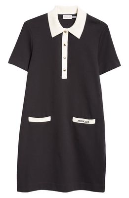 Moncler Stretch Cotton Polo Dress in Dark Navy Blue