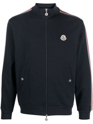 Moncler stripe-detail zip-up sweatshirt - Blue