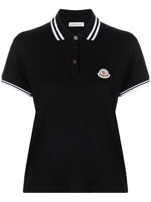 Moncler striped-detail polo shirt - Black