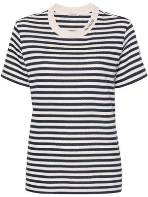 Moncler striped pointelle-knit T-shirt - White