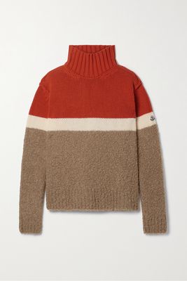 Moncler - Striped Wool-blend Turtleneck Sweater - Orange