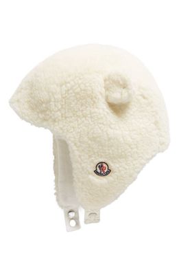 Moncler Teddy Fleece Hat in Ivory