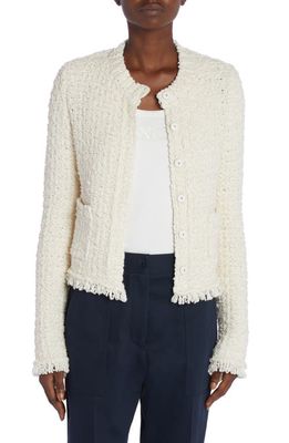 Moncler Textured Knit & Quilted Nylon Cardigan in Silk White