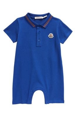 Moncler Tipped Stretch Piqué Polo Romper in Blue