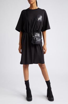 Moncler Toggle Waist Cotton T-Shirt Dress in Black