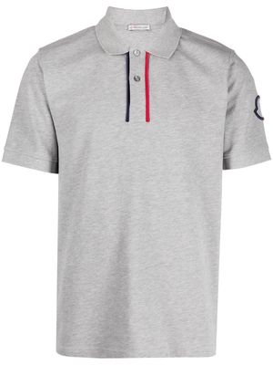 Moncler Tricolour cotton-piqué polo shirt - Grey