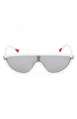 Moncler Vitesse Shield Sunglasses in White/Smoke/Silver