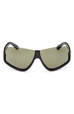 Moncler Vyzer Shield Sunglasses in Shiny Black /Green Lenses