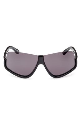 Moncler Vyzer Shield Sunglasses in Shiny Black /Smoke Lenses