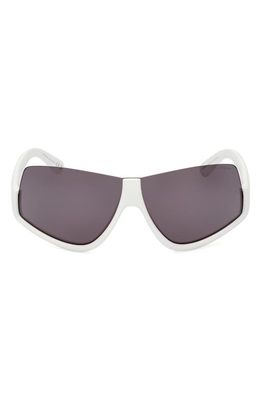 Moncler Vyzer Shield Sunglasses in Shiny White /Smoke Lenses