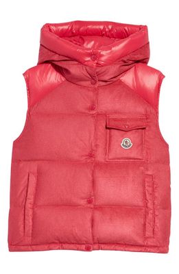 Moncler Women's Eau Corduroy Hooded Puffer Down Vest in Pink