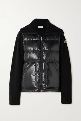 Moncler - Wool And Quilted Glossed-shell Down Jacket - Black