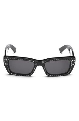 Moncler x Palm Angels 53mm Rectangular Sunglasses in Shiny Black /Smoke